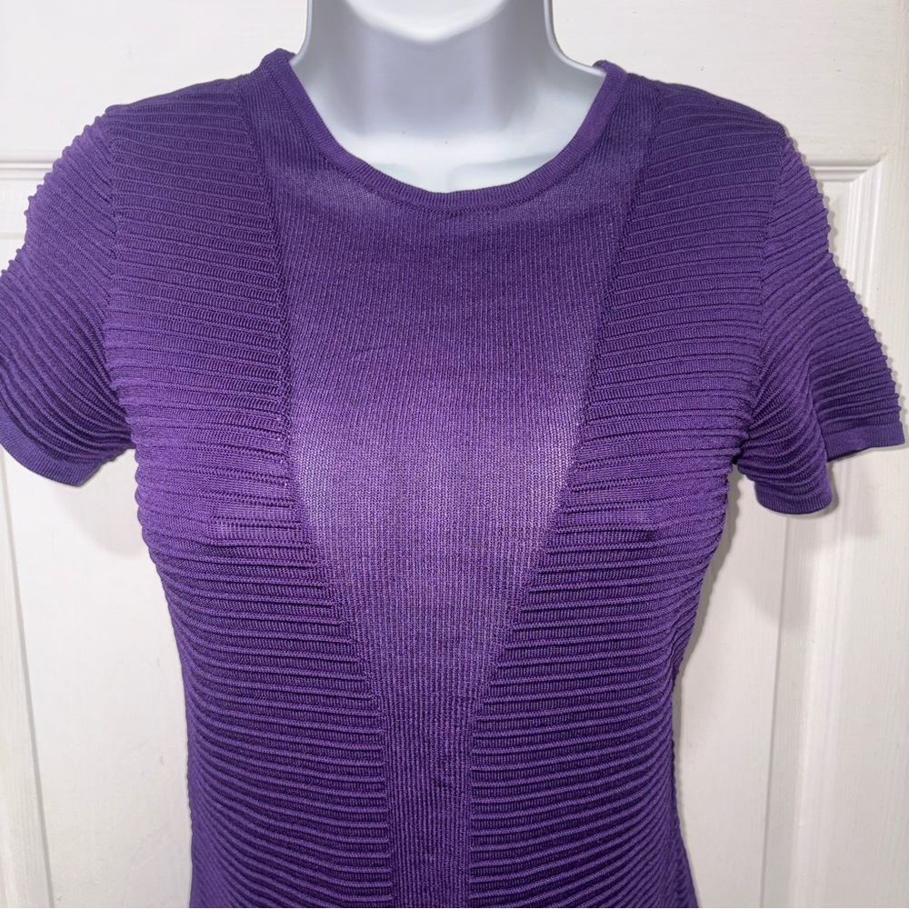 Versace Collection Purple Ribbed Short Sleeve Top | Size 40 - Picture 2 of 14